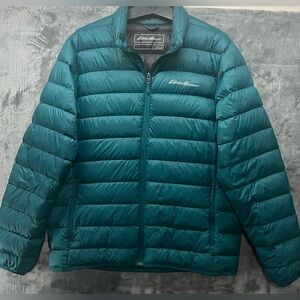 Eddie Bauer Cirruslite EB650 650 Down Puffer Jacket Full Zip Green Teal Mens L